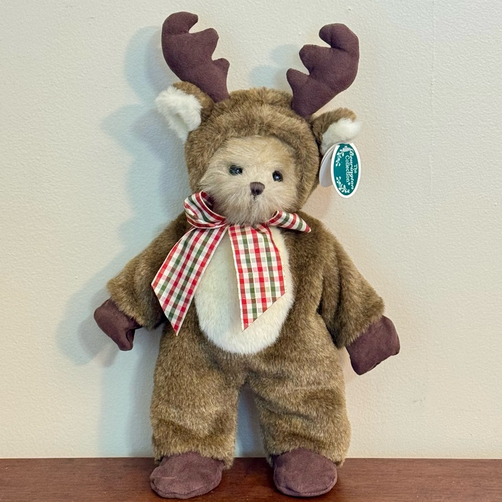 RARE Bearington Bear Bearly A. Reindeer Christmas Teddy Bear Retired 14" W/ Tags